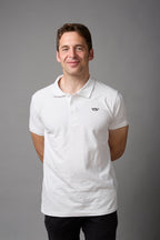 Polo uomo 100% cotone bianca ricamino nero lato cuore