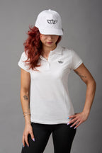 Cappellino con visiera 100% cotone bianco con logo e scritta neri