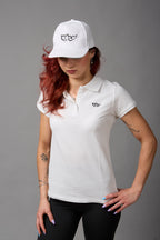 Cappellino con visiera 100% cotone bianco con logo e scritta neri