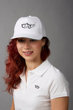 Cappellino con visiera 100% cotone bianco con logo e scritta neri